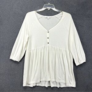 Jane & Delancey Oversized Ribbed Soft Stretchy Babydoll Top (L)